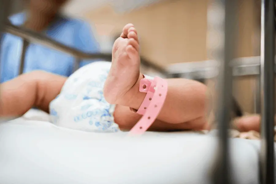 Baby Just Born With Pink Anklet