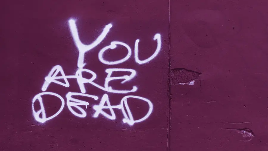 You Are Dead Graffiti On Purple Wall