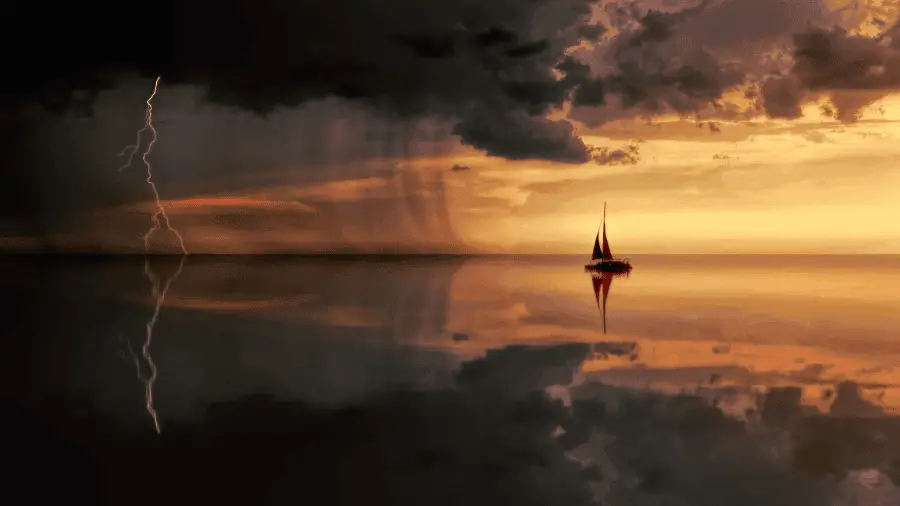 Sea Storm With Small Boat