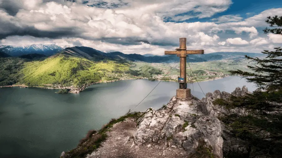 Wooden Cross On Hill Rock 900x506