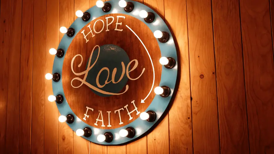 Hope Love Faith On Wall 900x506